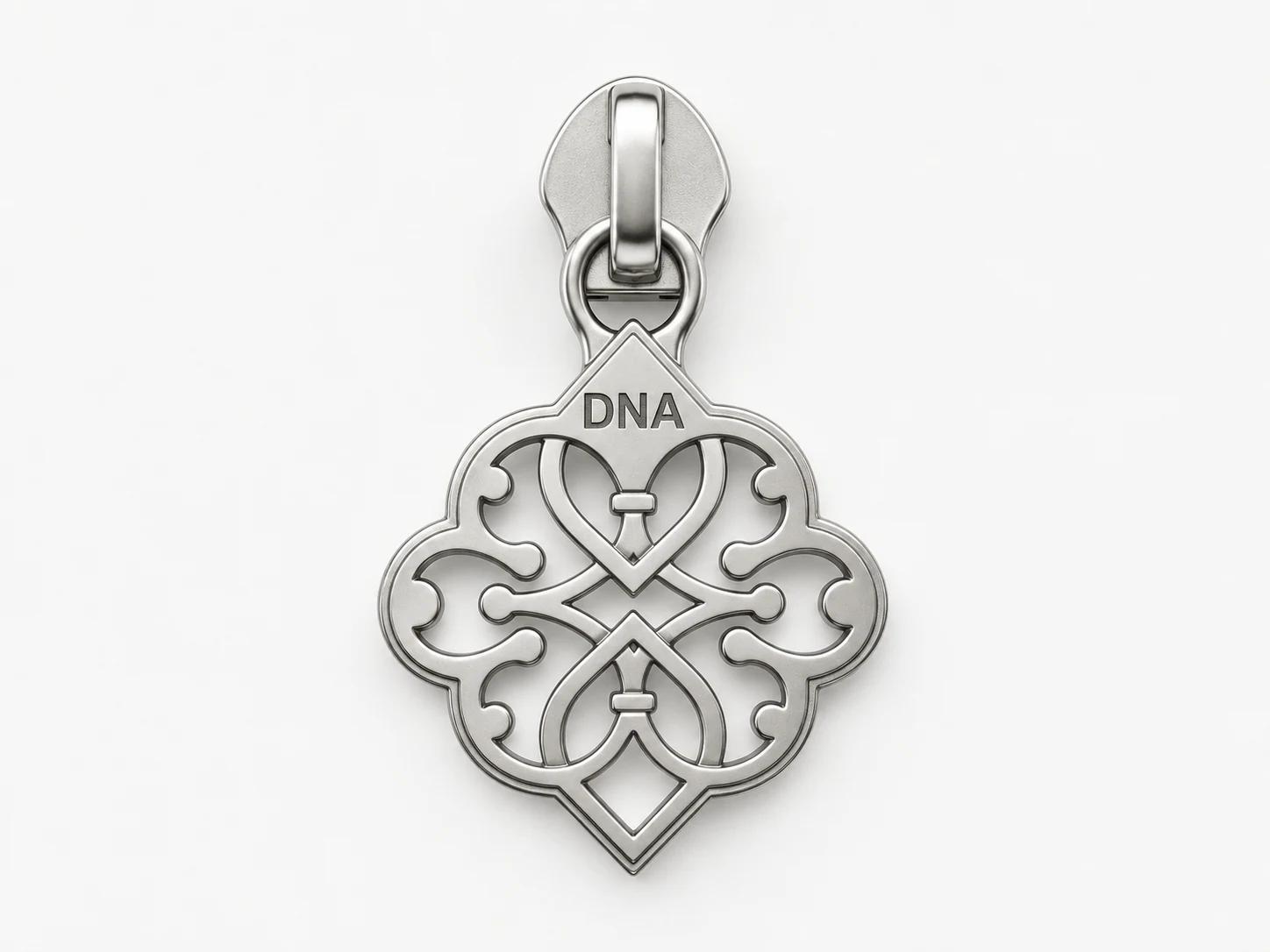 #7 filigree medallion silver auto-lock puller